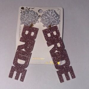 Glittering Pink 'Bride' Earrings